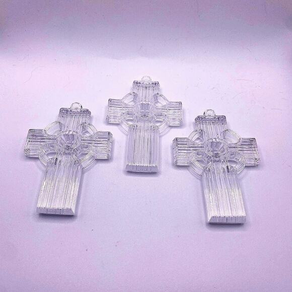 Vintage Waterford Marquis Crystal Cross Christmas Ornaments Set of 3 - Picture 1 of 8